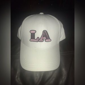 LA White and Pink Cap women ’s Baseball one size New